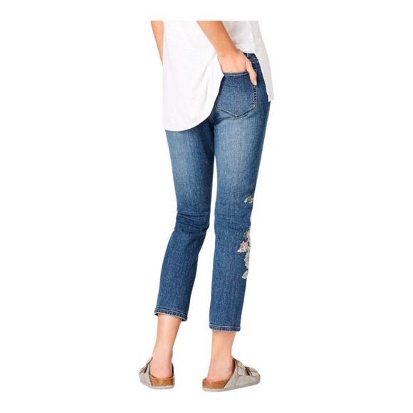 J. Jill Authentic Fit Stretch Denim Floral Embroidered Cropped Capri Jeans, 16P - Picture 4 of 14